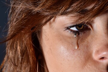 Oeil d'une femme qui pleure