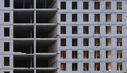 Facade of an apartment building under construction