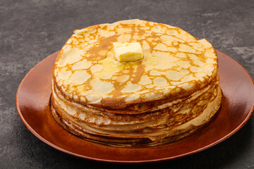 Stack of Russian traditonal pancakes