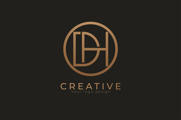 Abstract initial letter D and H logo, usable for branding and business logos, Flat Logo Design Template, vector illustration