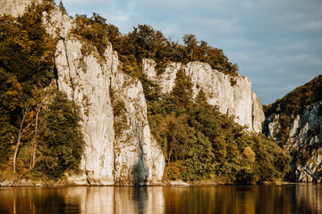 Fototapeta na wymiar The Danube Valley at Weltenburg Monastery near Kelheim, Bavaria Germany. Nature photography. September 2020.