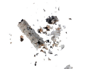 Piece of cigarette ash isolated on white