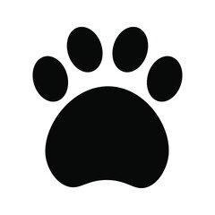 Cat or dog paw vector footprint icon. cartoon character symbol illustration on blank background