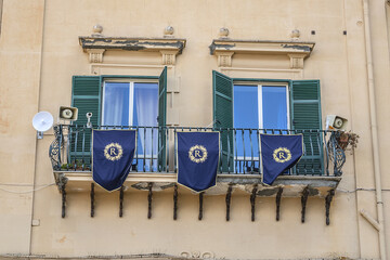 Architectural details of Palermo carved Church of Saint Rosalia (XVII century) at top of Monte Pellegrino (Pilgrim Mountain), which overlooks whole Palermo bay. Palermo, Sicily, Italy.