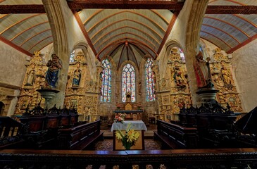 Obraz premium Enclos Paroissial de Lampaul-Guimiliau, L'église Notre-Dame, Armorique, Finistère, Bretagne, France 