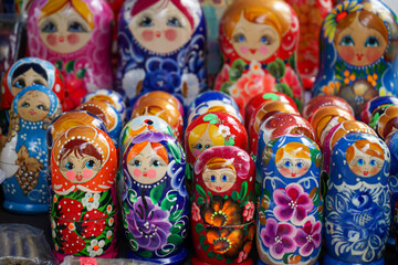 Fototapeta na wymiar Matryoshka dolls on the market, Kiev Ukraine