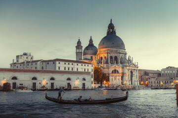 Fototapeta na wymiar Basilica Santa Maria della Salute in sunset time, Venice, Italy