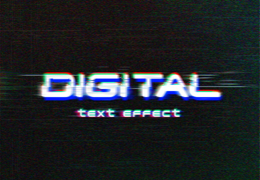 Digital Glitch Text Effect Mockup