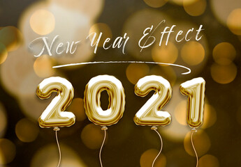 Foil New Year Balloon Text Effect Mockup