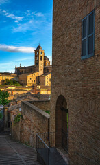 Obraz premium Urbino city, street stairway and Ducal Palace. Marche region, Italy.