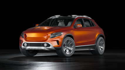 3D rendering of a brand-less generic SUV concept car	