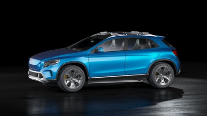 Obraz na płótnie Canvas 3D rendering of a brand-less generic SUV concept car 