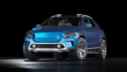 Fototapeta na wymiar 3D rendering of a brand-less generic SUV concept car 