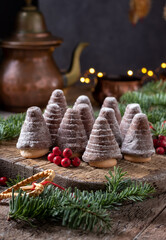 Beehives or wasp nests - traditional Czech Christmas cookies on a table