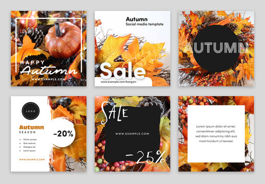 Autumn Social Media Layouts with Background Images