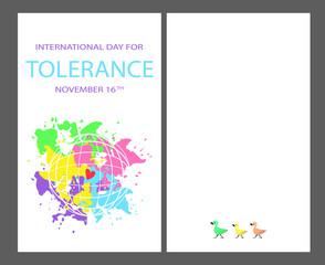 Vector illustration on the theme of the International day of tolerance on 16 November. Perfect for banners, printing, postcards, flyers. EPS10