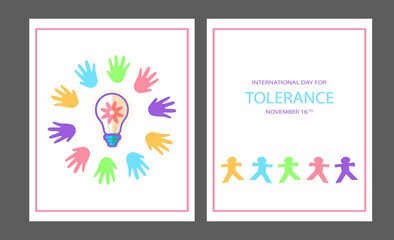 Vector illustration on the theme of the International day of tolerance on 16 November. Perfect for banners, printing, postcards, flyers. EPS10
