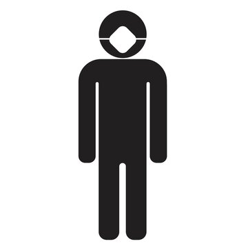 Pictogram standing man in a respirator mask. Vector icon.