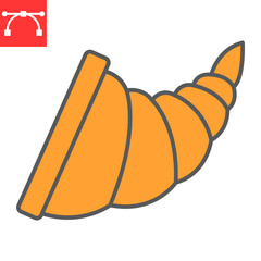 Cornucopia color line icon, thanksgiving and basket, cornucopia sign vector graphics, editable stroke filled outline icon, eps 10.