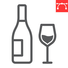 Wine line icon, thanksgiving and beverage, glass of wine sign vector graphics, editable stroke linear icon, eps 10.