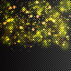 Golden particles. Glowing yellow bokeh circles abstract gold luxury background