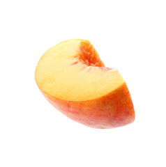 Slice of ripe peach isolated on white