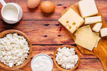 Different types of dairy products.