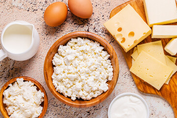 Different types of dairy products.