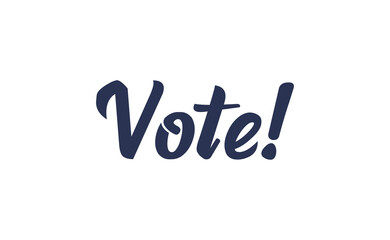 Vote! lettering text design. 2020 presidential campaign in the United States.