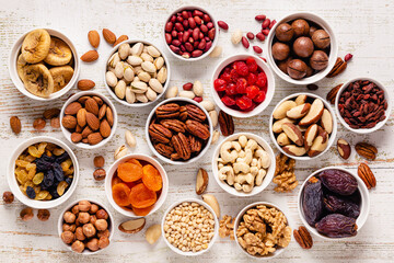 Nuts and dried fruits assortment.
