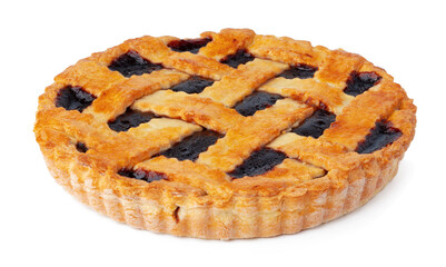 Berry tart pie isolated on white background - obrazy, fototapety, plakaty
