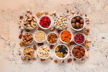 Nuts and dried fruits assortment.