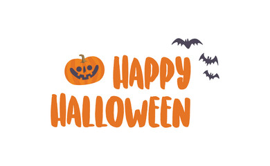 Happy Halloween text banner, vector illustration.