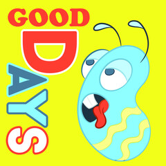 Illustration vector cute monster with text and big eyes