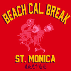 Obraz premium Surf more - vintage colorful vulture tropical label print with text