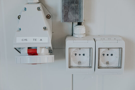 Industrial electrical outlets, three-phase current