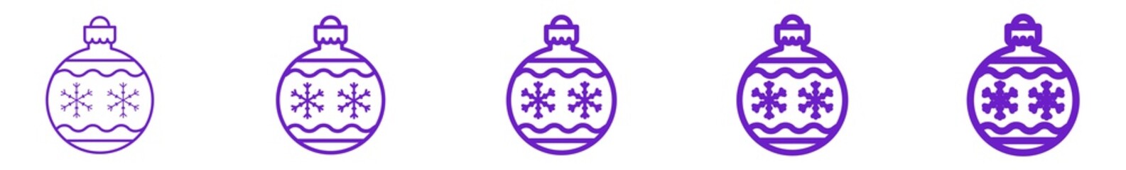 Christmas Balls Snowflake Icon Purple | Fir Tree Ball Illustration | Advent Symbol | Xmas Logo | December Decoration Sign | Isolated | Variations