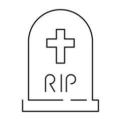 Obraz premium cemetery tomb with cross line style icon