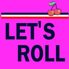 vector illustration sequin cherries and texts with stripes with background