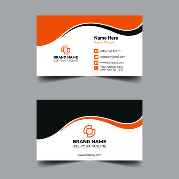 Modern orange and gray color business card design template