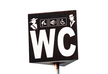WC sign closeup in the city
