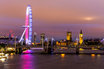 london eye and big ben london at night