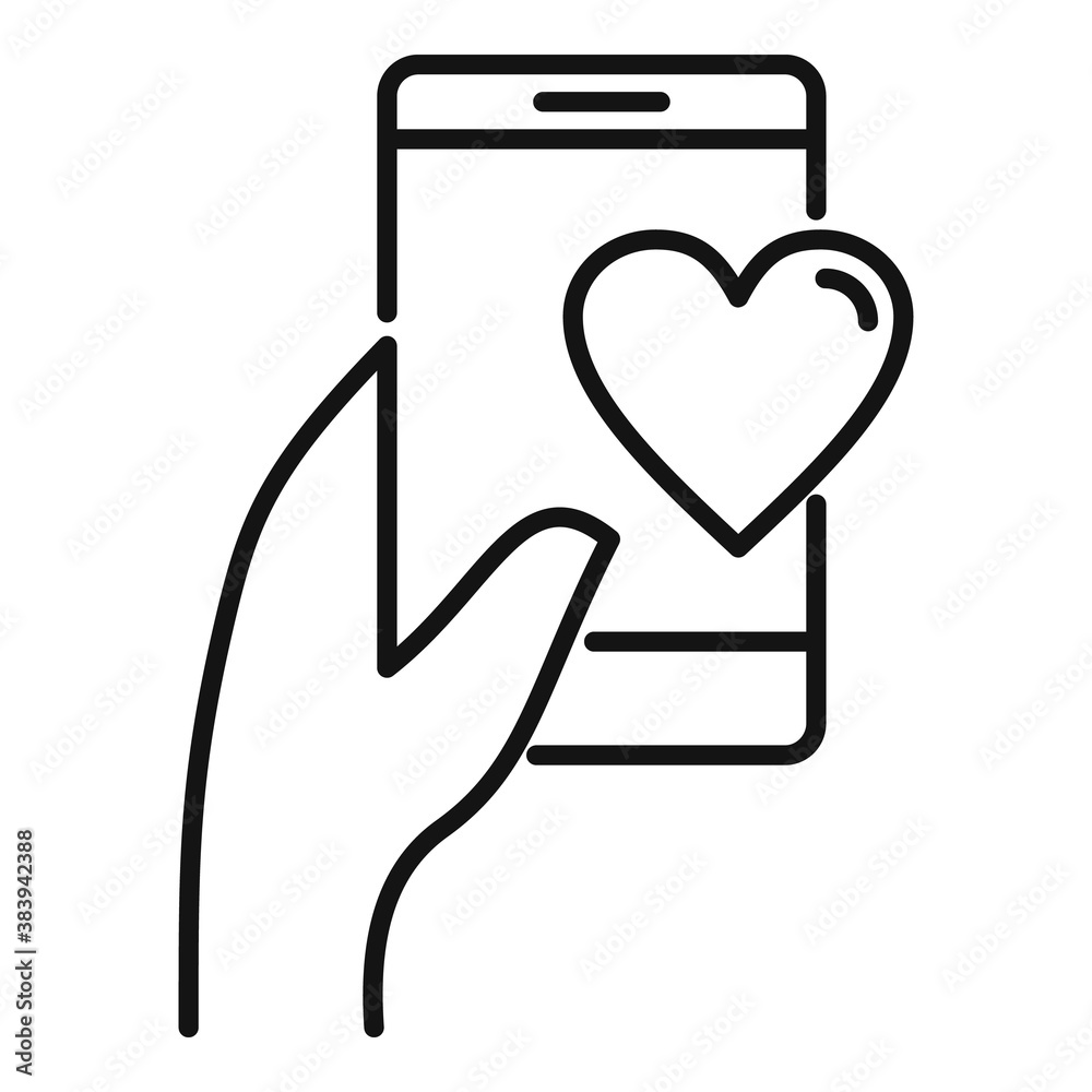 Sticker Affection phone sms icon. Outline affection phone sms vector icon for web design isolated on white background