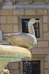Monumental Palermo Praetorian Fountain (Fontana Pretoria, 1574) in centre of Piazza Pretoria. Praetorian Fountain - Palermo's major landmarks, depicted ancient Greek Mythology. Palermo, Sicily, Italy.