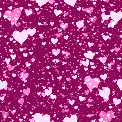 Obraz na płótnie Canvas Seamless Hearts sprayed on background - Happy Valentine Day Decoration Seamless Pattern
