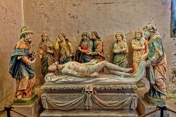 Naklejka premium Enclos Paroissial de Lampaul-Guimiliau, L'église Notre-Dame, Armorique, Finistère, Bretagne, France 