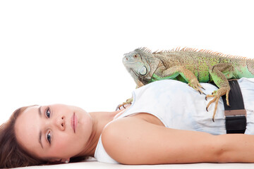 Girl and her iguana