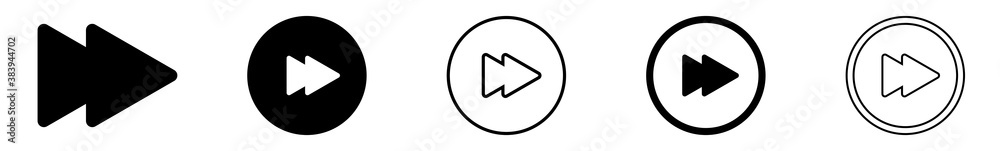 Wall mural forward button icon circle black | fast buttons illustration | video audio player navigate symbol | 