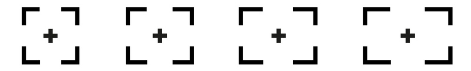 Viewfinder Icon Black | Full Screen Illustration | Video Expand Button Symbol | Enlarge Frame Logo | Fullscreen Sign | Isolated | Variations