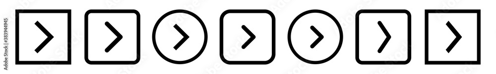 Wall mural next button icon black line | play buttons illustration | video audio player navigate symbol | right